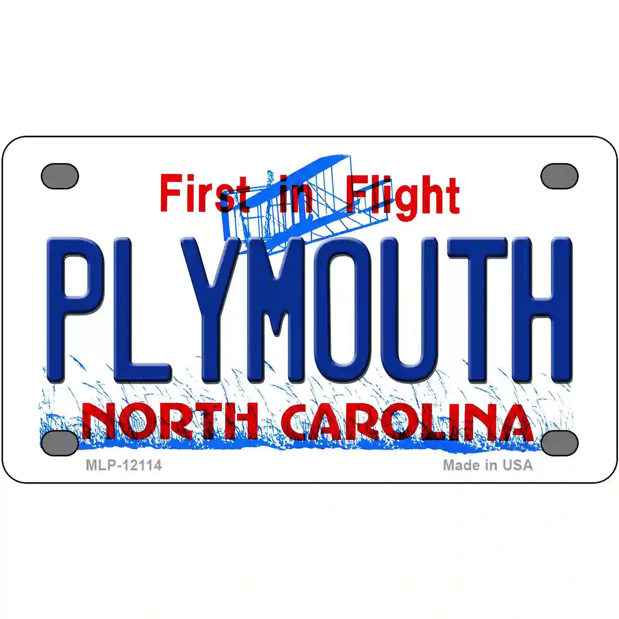 Plymouth North Carolina State Novelty Metal License Plate 4" x 2.2" (MLP)