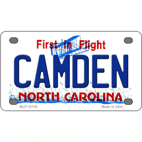 Camden North Carolina State Novelty Metal License Plate 4" x 2.2" (MLP)