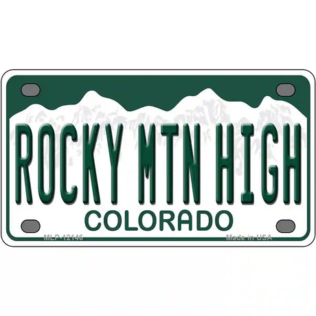 Rocky Mountain High Colorado Novelty Metal License Plate 4" x 2.2" (MLP)