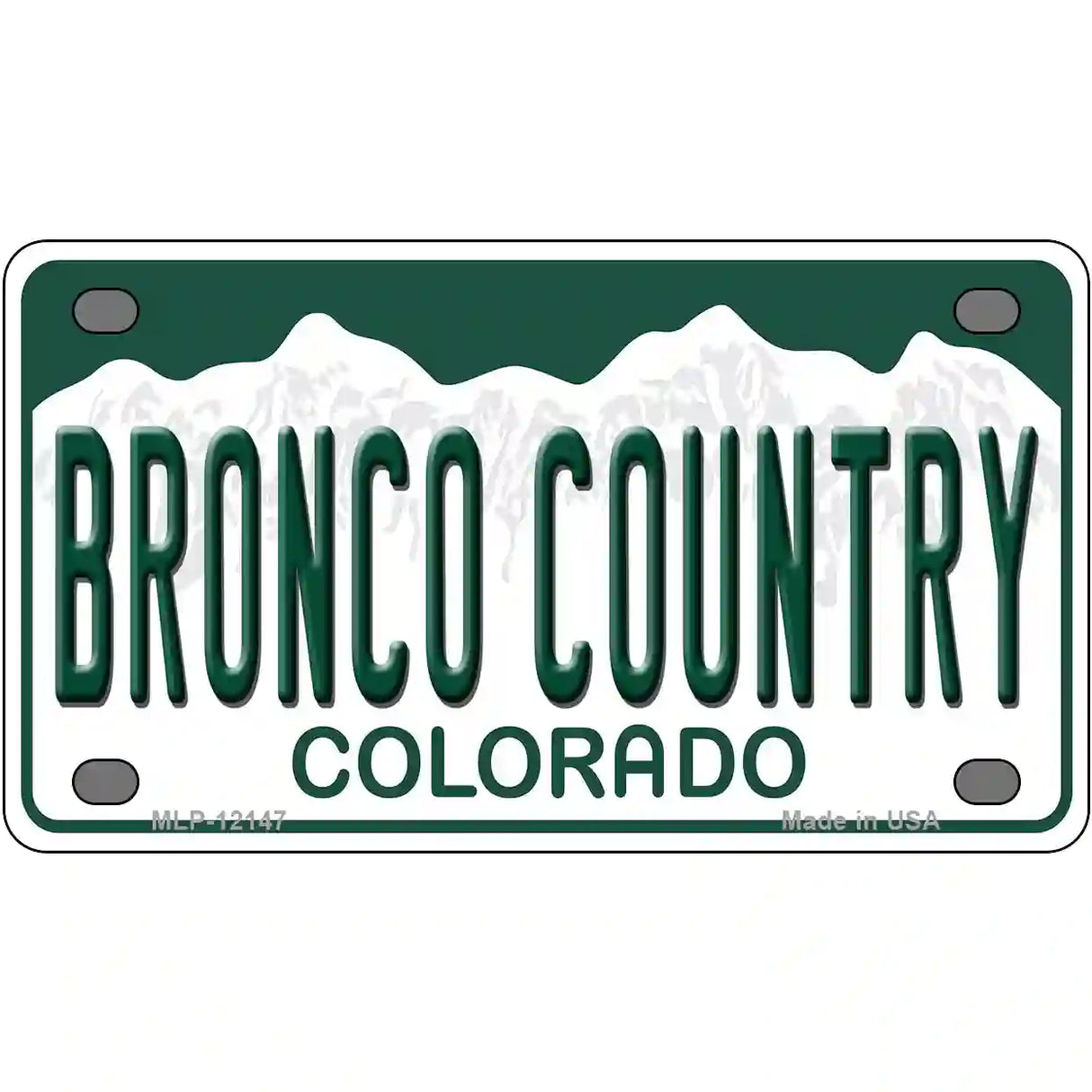 Bronco Country Colorado Novelty Metal License Plate 4" x 2.2" (MLP)