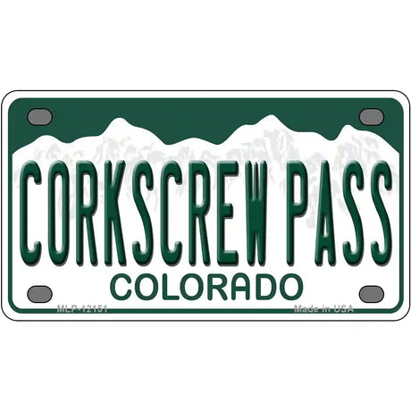 Corkscrew Pass Colorado Novelty Metal License Plate 4" x 2.2" (MLP)