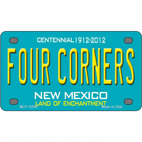 Four Corners Teal New Mexico Novelty Metal License Plate 4" x 2.2" (MLP)