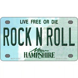 Rock N Roll New Hampshire Novelty Metal License Plate 4" x 2.2" (MLP)