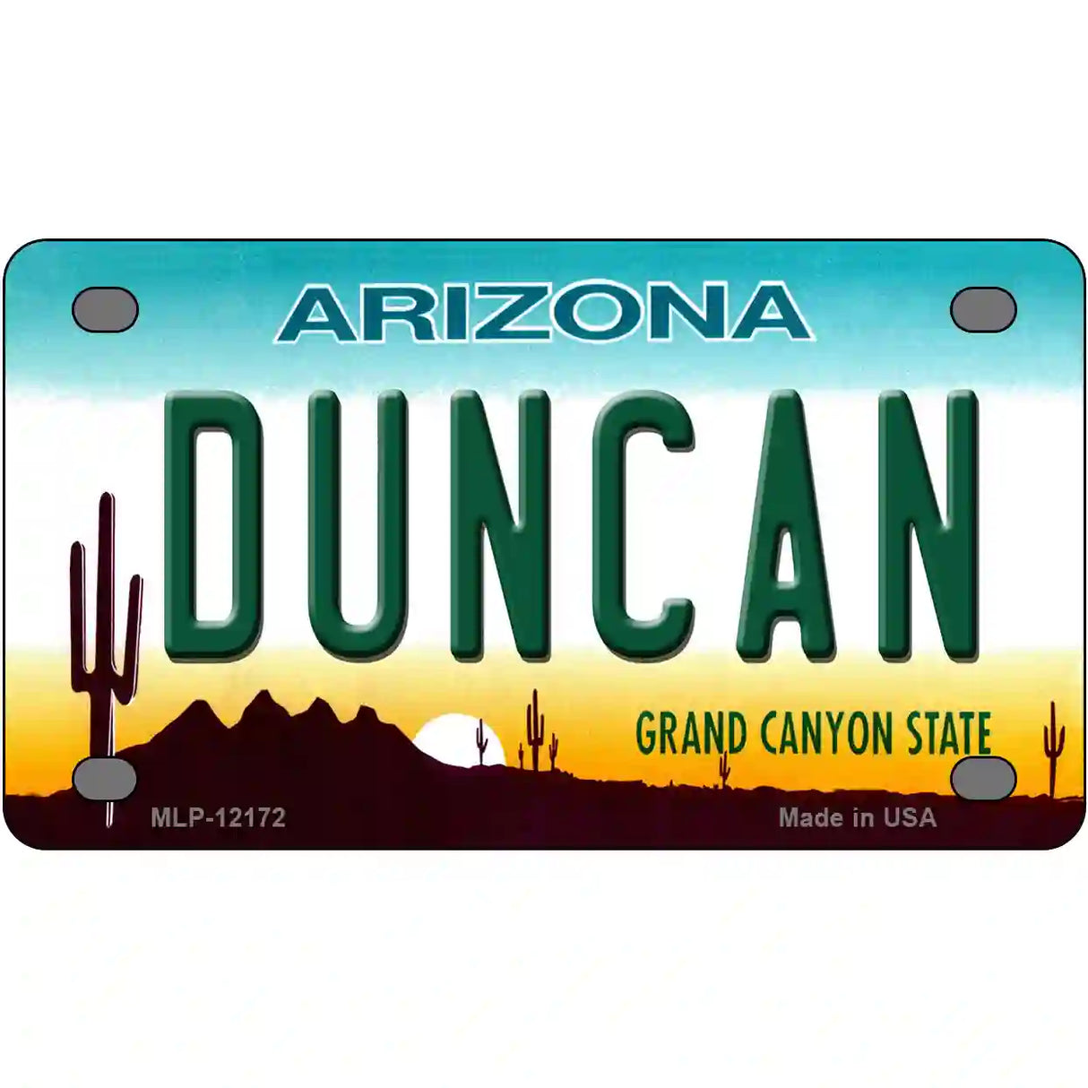 Duncan Arizona Novelty Metal License Plate 4" x 2.2" (MLP)