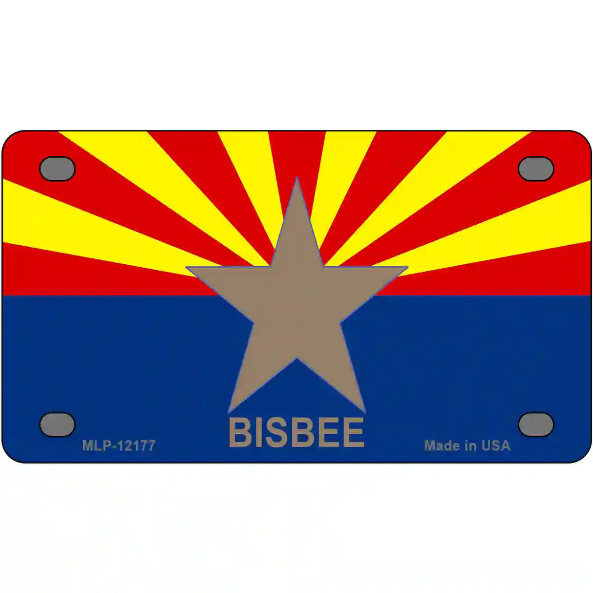 Bisbee Arizona Flag Novelty Metal License Plate 4" x 2.2" (MLP)