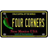 Four Corners New Mexico Black Novelty Metal License Plate 4" x 2.2" (MLP)