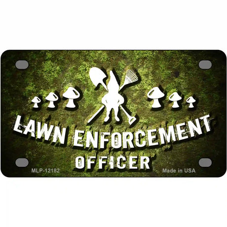 Lawn Enforcement Gnome Novelty Metal License Plate 4" x 2.2" (MLP)