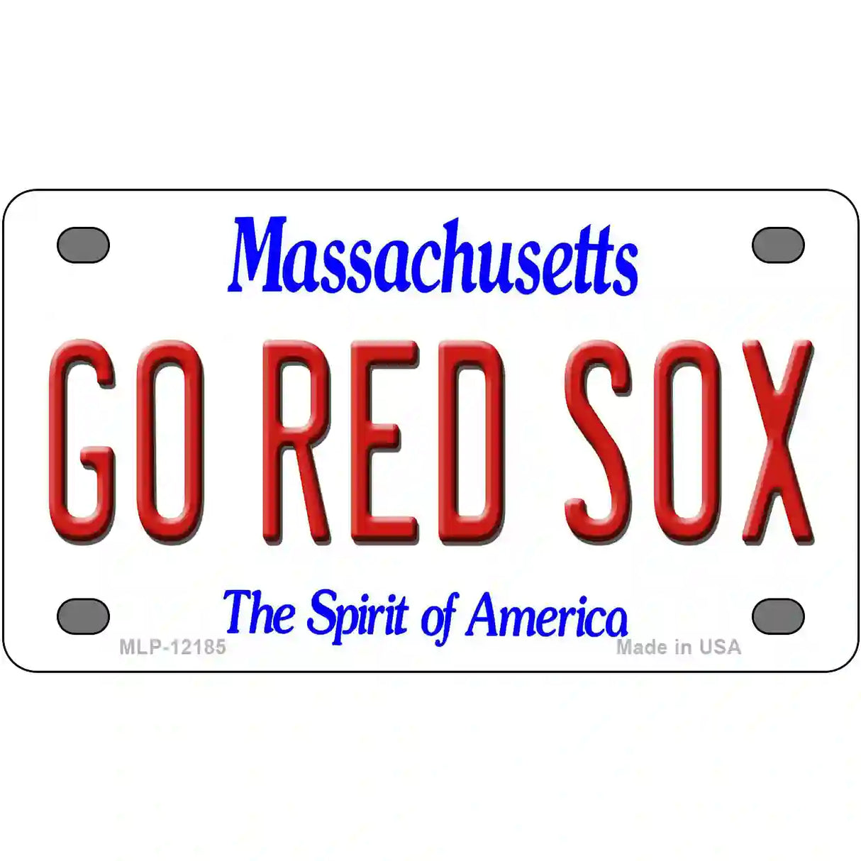 Go Red Sox Massachusetts Novelty Metal License Plate 4" x 2.2" (MLP)