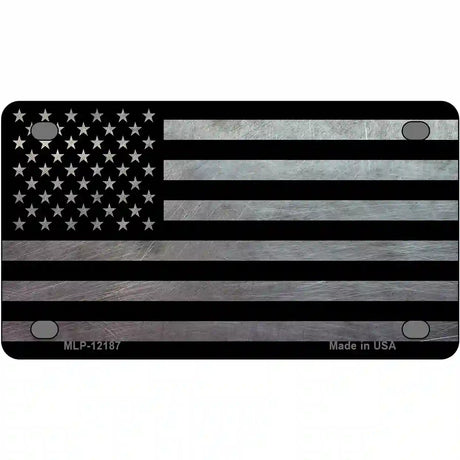 American Flag Black and Gray Novelty Metal License Plate 4" x 2.2" (MLP)