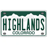 Highlands Colorado Novelty Metal License Plate 4" x 2.2" (MLP)