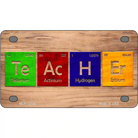 Teacher Periodic Table Wood Novelty Metal License Plate 4" x 2.2" (MLP)