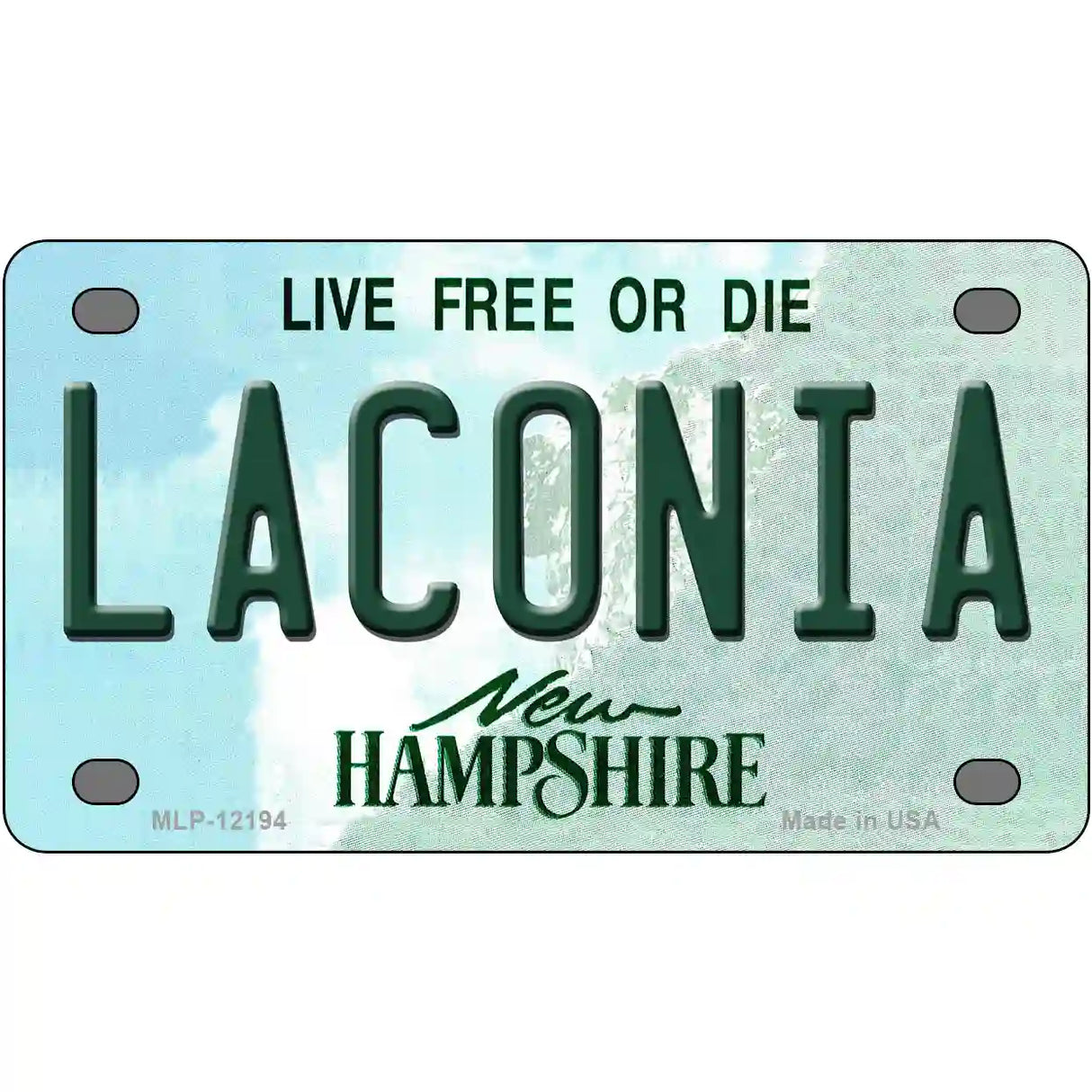 Laconia New Hampshire Novelty Metal License Plate 4" x 2.2" (MLP)