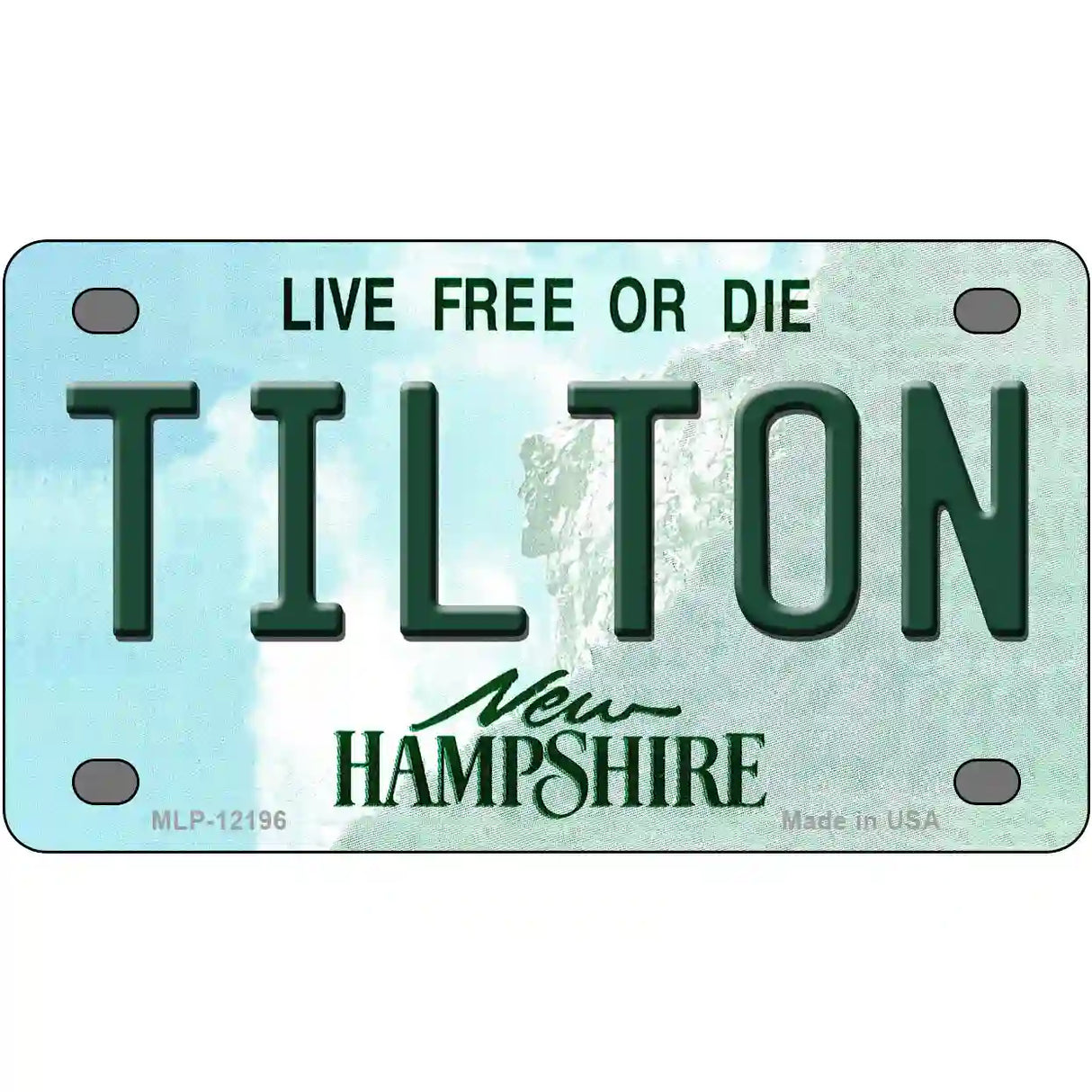 Tilton New Hampshire Novelty Metal License Plate 4" x 2.2" (MLP)