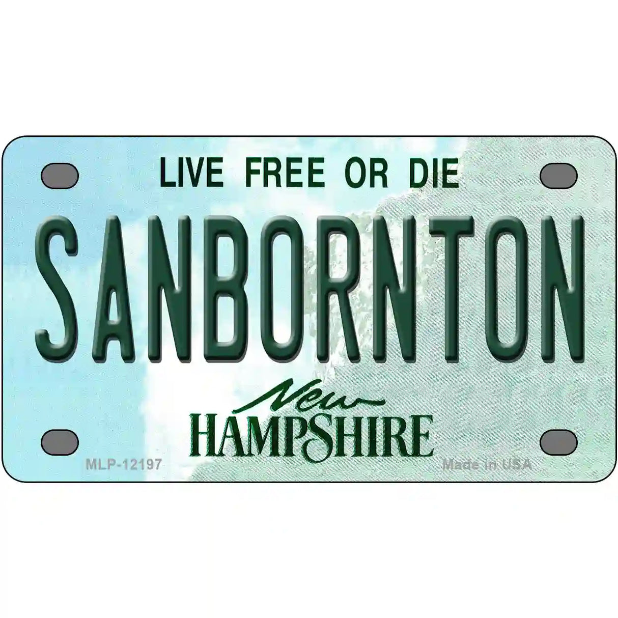 Sanbornton New Hampshire Novelty Metal License Plate 4" x 2.2" (MLP)