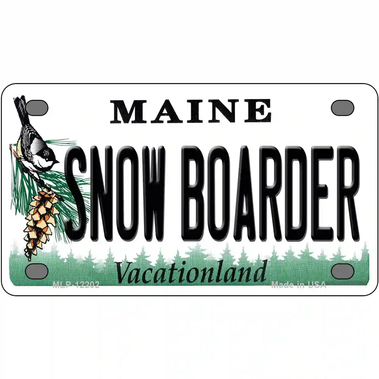 Snow Boarder Maine Novelty Metal License Plate 4" x 2.2" (MLP)