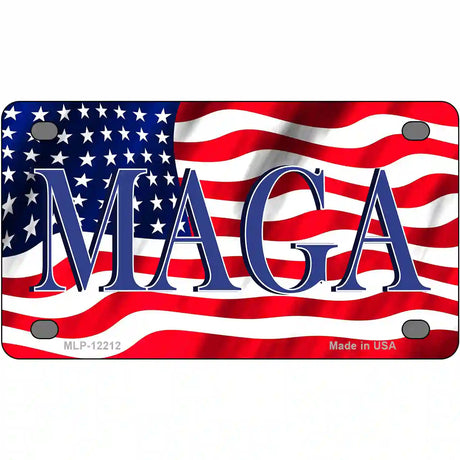 MAGA Flag Novelty Metal License Plate 4" x 2.2" (MLP)