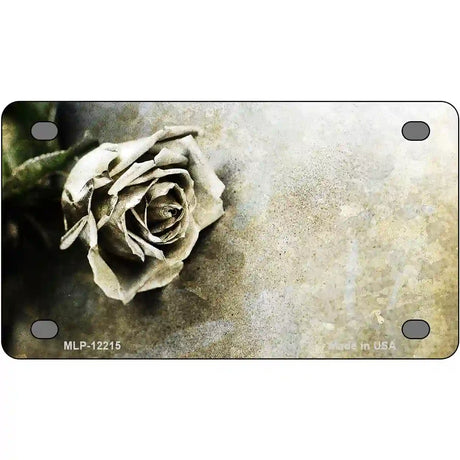 Black and White Rose Novelty Metal License Plate 4" x 2.2" (MLP)