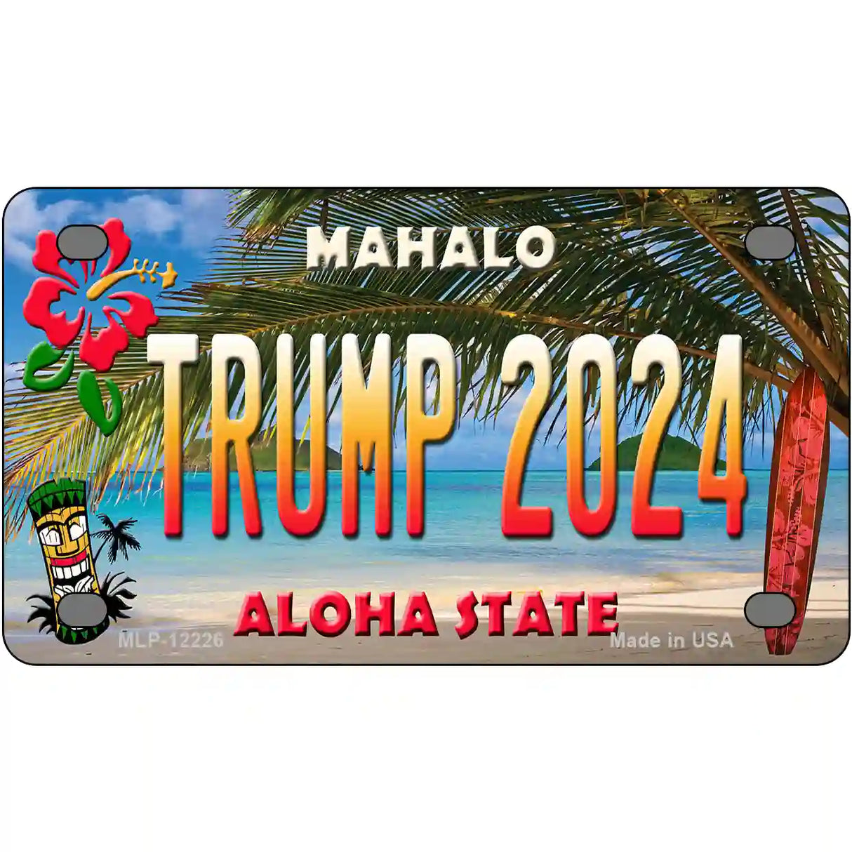 Trump 2024 Hawaii Novelty Metal License Plate 4" x 2.2" (MLP)