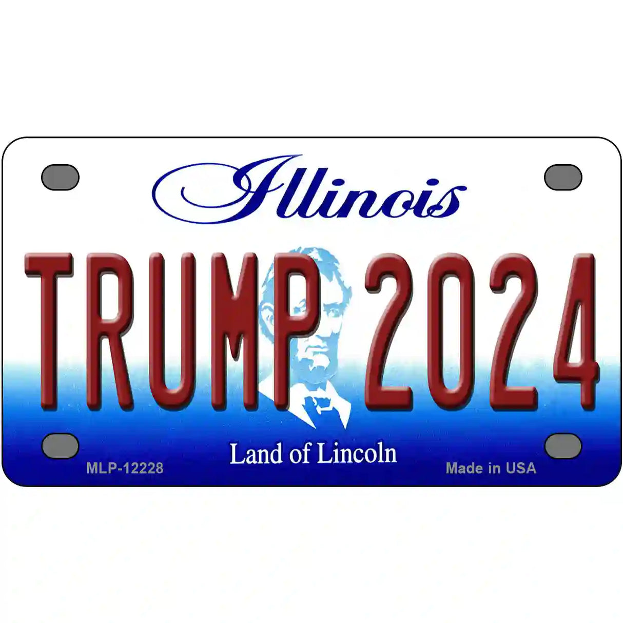 Trump 2024 Illinois Novelty Metal License Plate 4" x 2.2" (MLP)