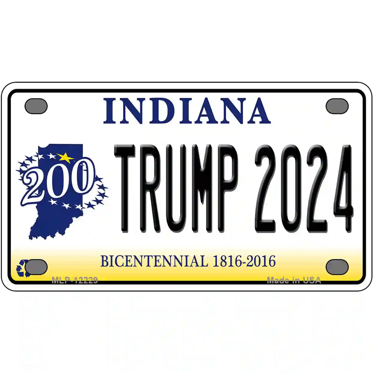 Trump 2024 Indiana Novelty Metal License Plate 4" x 2.2" (MLP)