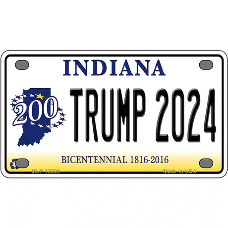 Trump 2024 Indiana Novelty Metal License Plate 4" x 2.2" (MLP)