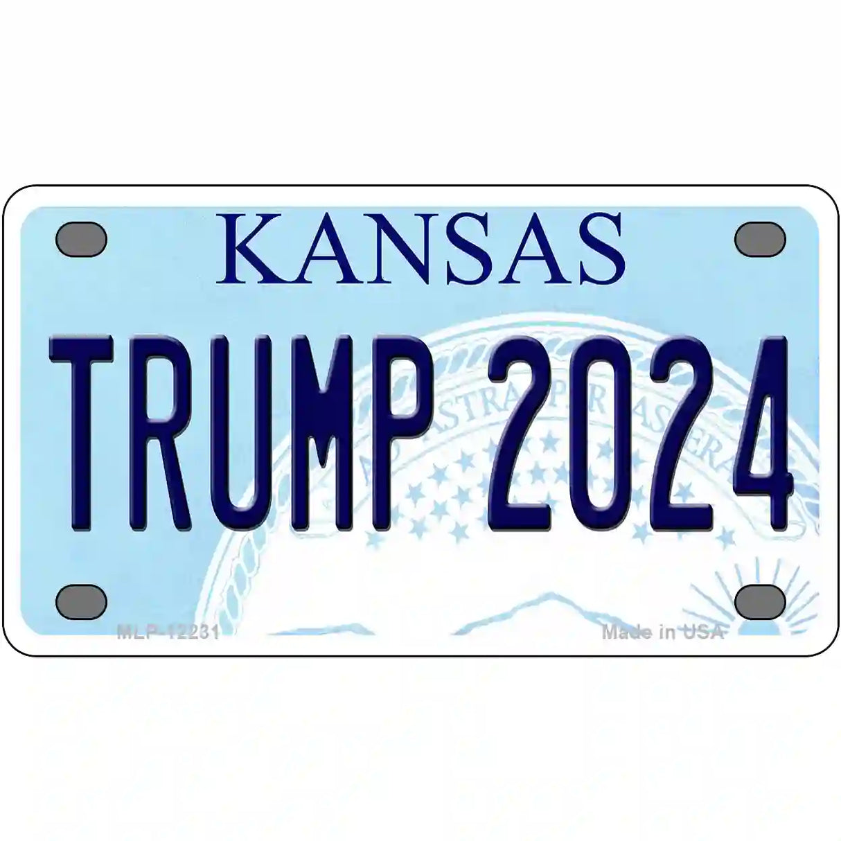 Trump 2024 Kansas Novelty Metal License Plate 4" x 2.2" (MLP)