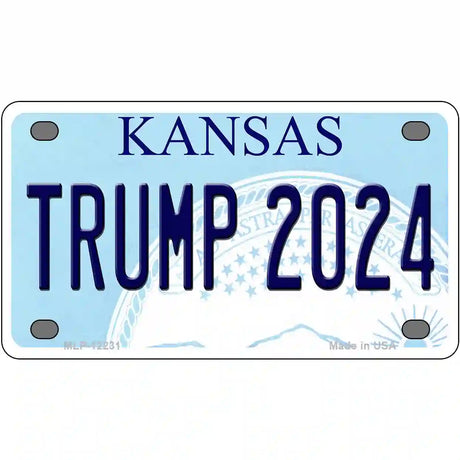 Trump 2024 Kansas Novelty Metal License Plate 4" x 2.2" (MLP)