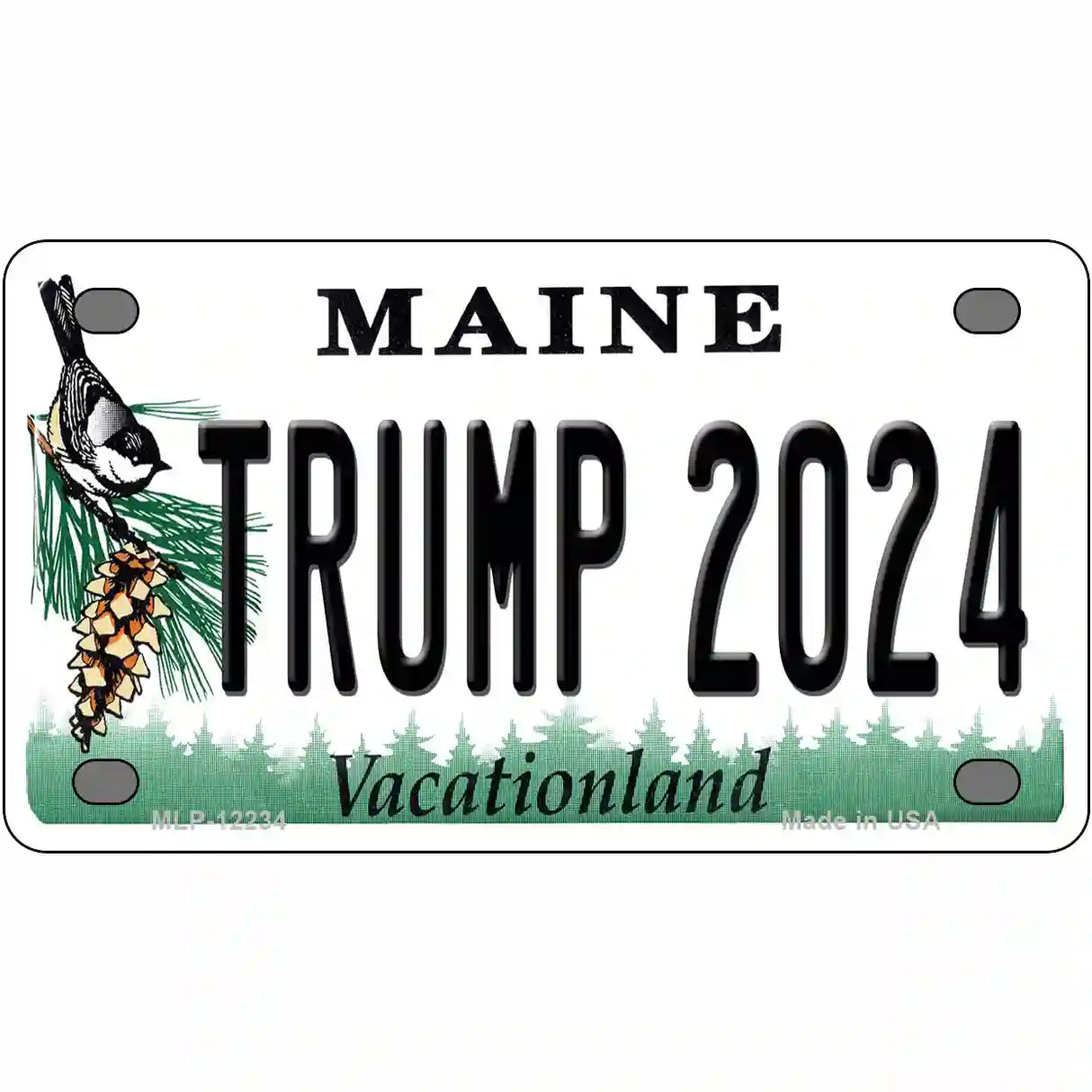 Trump 2024 Maine Novelty Metal License Plate 4" x 2.2" (MLP)