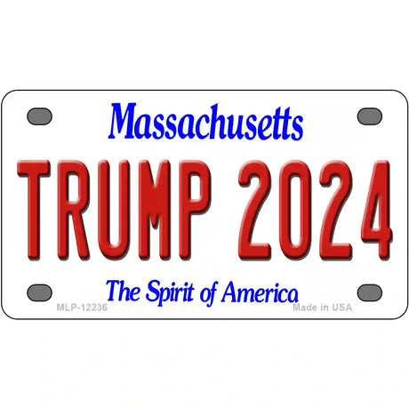 Trump 2024 Massachusetts Novelty Metal License Plate 4" x 2.2" (MLP)