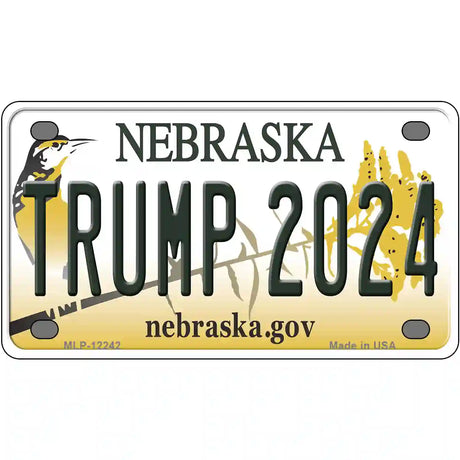 Trump 2024 Nebraska Novelty Metal License Plate 4" x 2.2" (MLP)