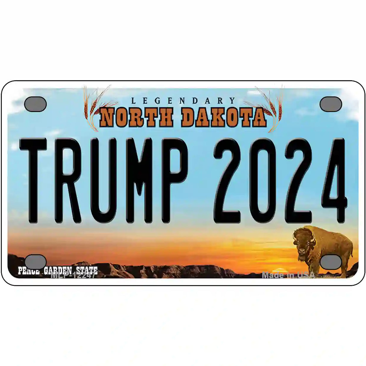 Trump 2024 North Dakota Novelty Metal License Plate 4" x 2.2" (MLP)