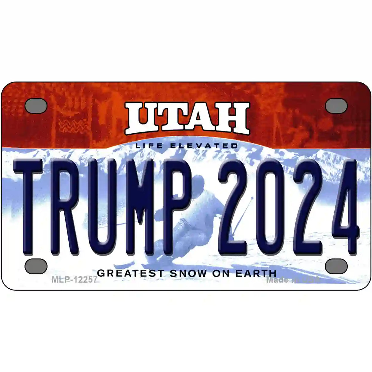 Trump 2024 Utah Novelty Metal License Plate 4" x 2.2" (MLP)