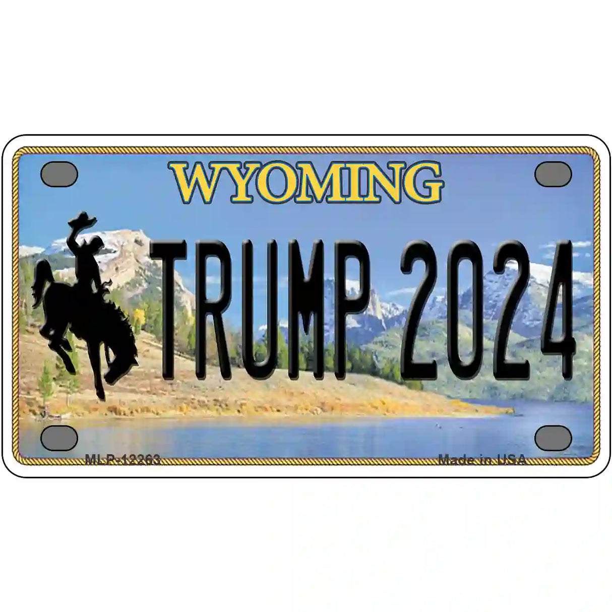 Trump 2024 Wyoming Novelty Metal License Plate 4" x 2.2" (MLP)