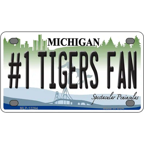 Number 1 Tigers Fan Michigan Novelty Metal License Plate 4" x 2.2" (MLP)