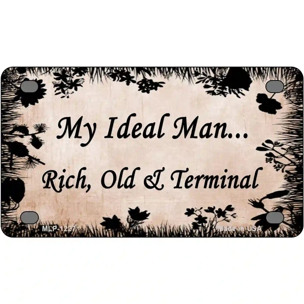 Rich Old And Terminal Novelty Metal License Plate 4" x 2.2" (MLP)