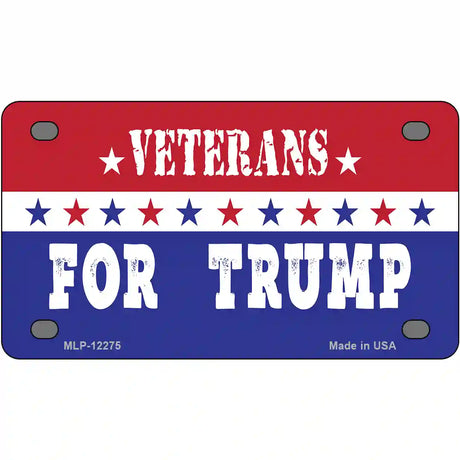 Veterans For Trump Novelty Metal License Plate 4" x 2.2" (MLP)