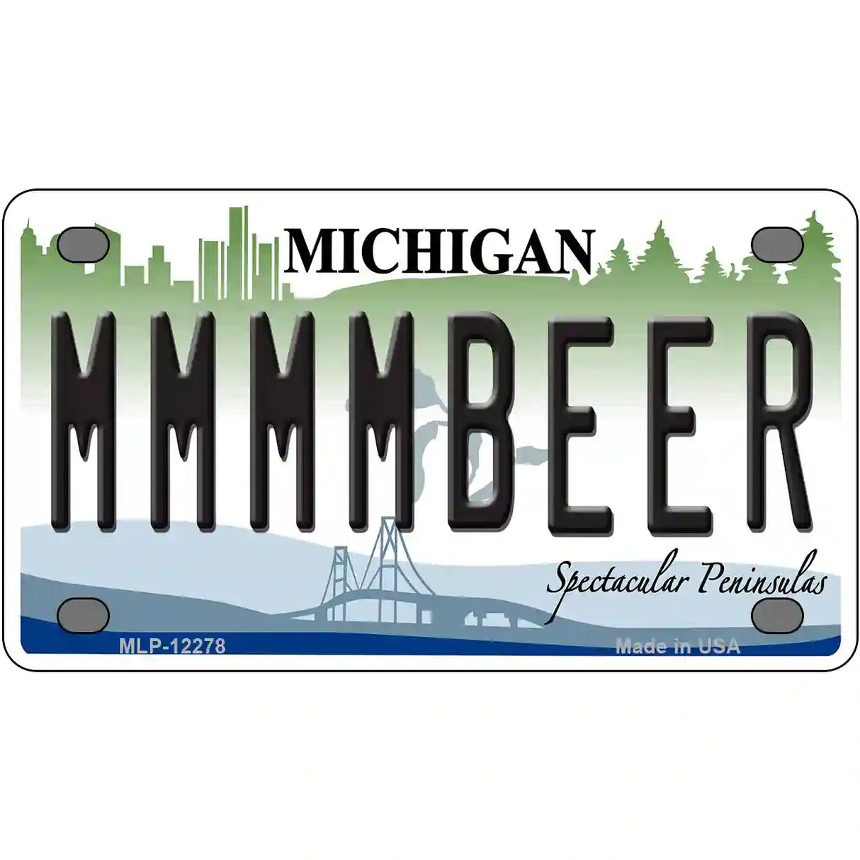 Michigan MMMMBeer Novelty Metal License Plate 4" x 2.2" (MLP)