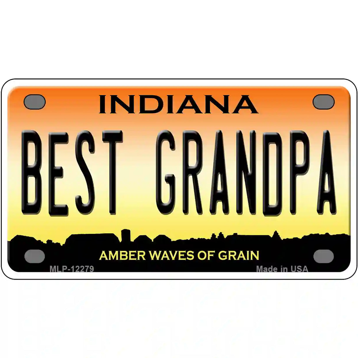 Best Grandpa Indiana Novelty Metal License Plate 4" x 2.2" (MLP)