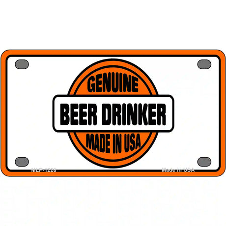 Genuine Beer Drinker Novelty Metal License Plate 4" x 2.2" (MLP)