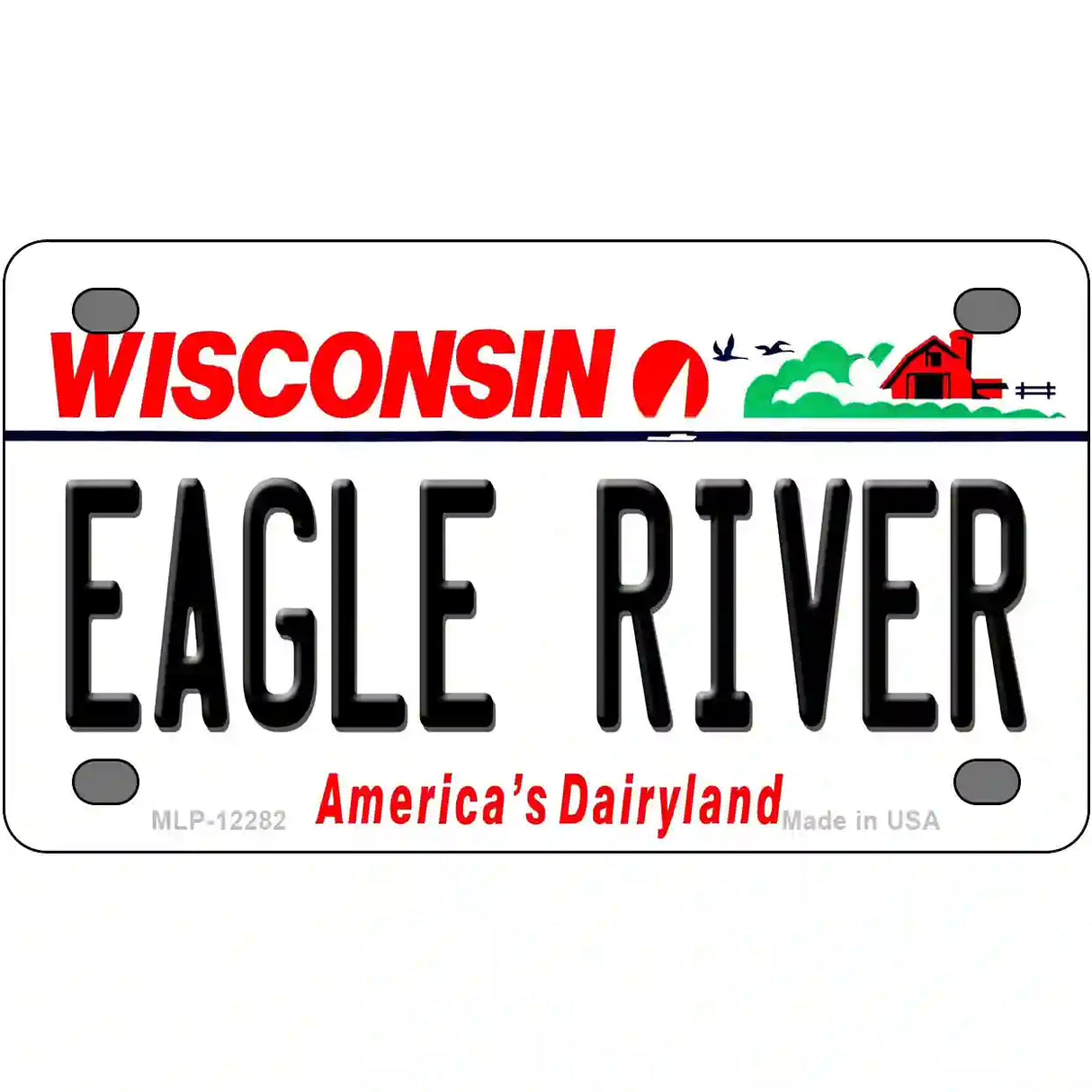 Wisconsin Eagle River Novelty Metal License Plate 4" x 2.2" (MLP)