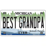 Michigan Best Grandpa Novelty Metal License Plate 4" x 2.2" (MLP)