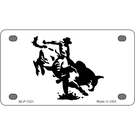 Bull Rider Novelty Metal License Plate 4" x 2.2" (MLP)