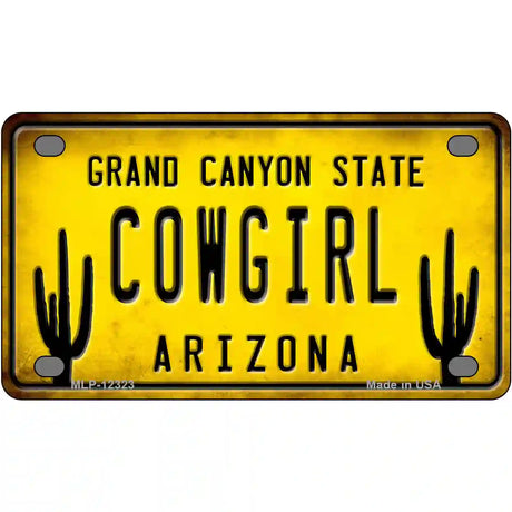 Arizona Cowgirl Novelty Metal License Plate 4" x 2.2" (MLP)