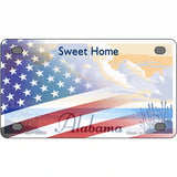 Alabama with American Flag Novelty Metal License Plate 4" x 2.2" (MLP)