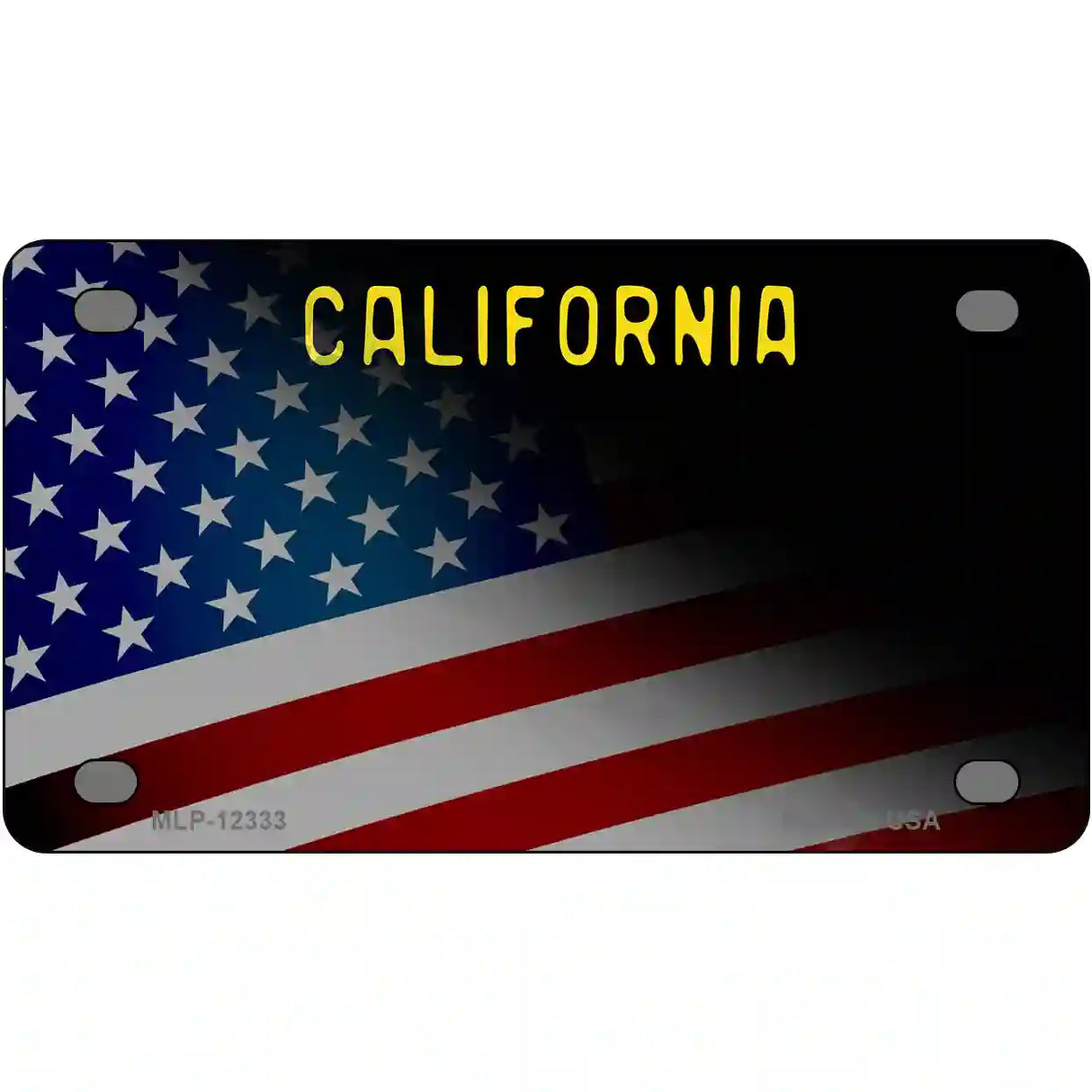 California with American Flag Novelty Metal License Plate 4" x 2.2" (MLP)