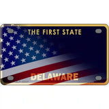 Delaware with American Flag Novelty Metal License Plate 4" x 2.2" (MLP)