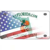 Florida with American Flag Novelty Metal License Plate 4" x 2.2" (MLP)