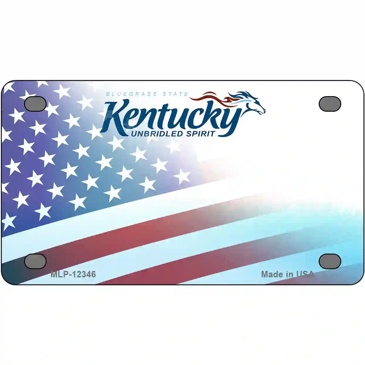 Kentucky with American Flag Novelty Metal License Plate 4" x 2.2" (MLP)