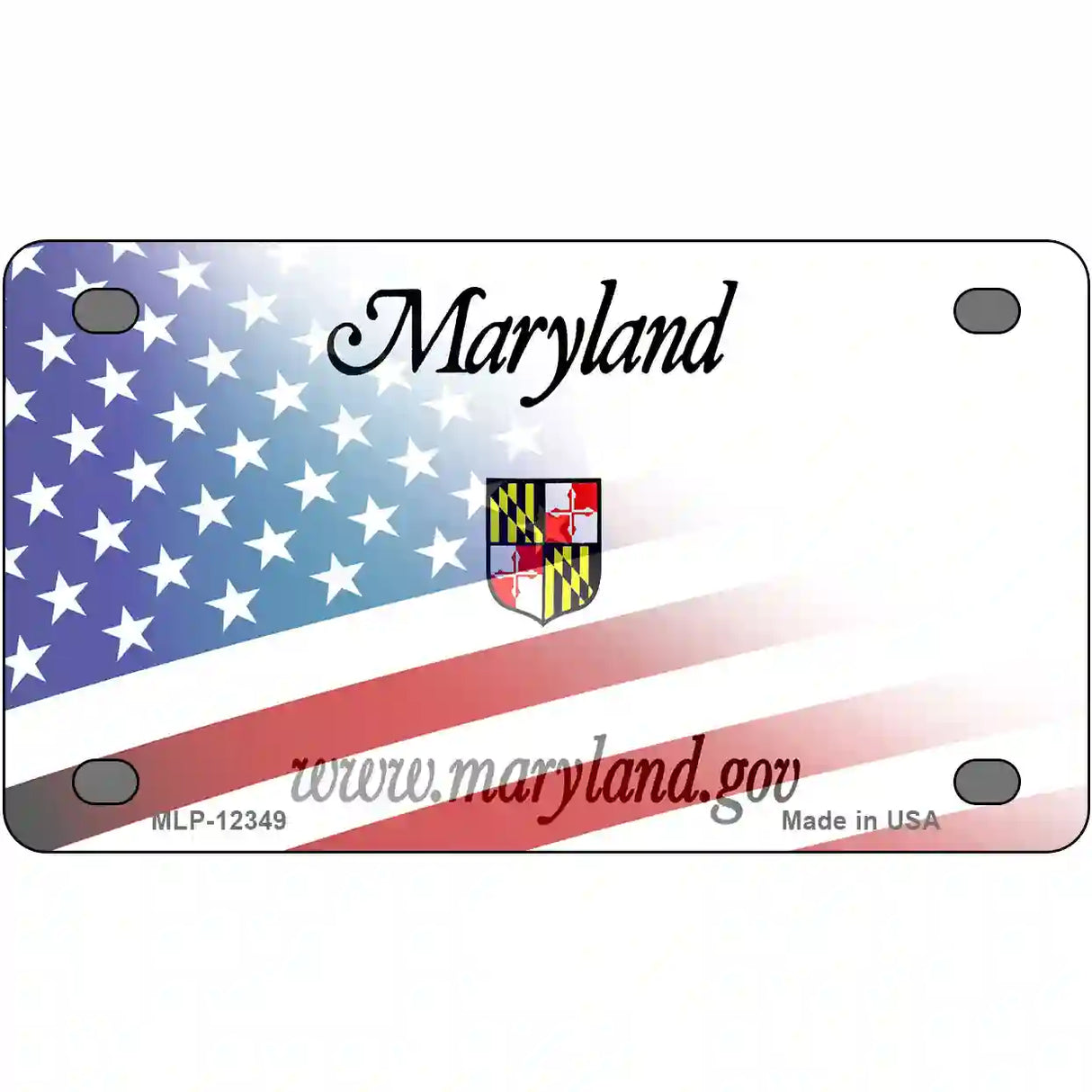 Maryland with American Flag Novelty Metal License Plate 4" x 2.2" (MLP)