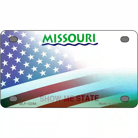 Missouri with American Flag Novelty Metal License Plate 4" x 2.2" (MLP)